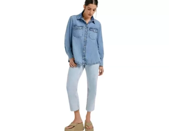 CAMISA JEANS FEMININA ML ALONGADA HERING HFAR - Jeans claro