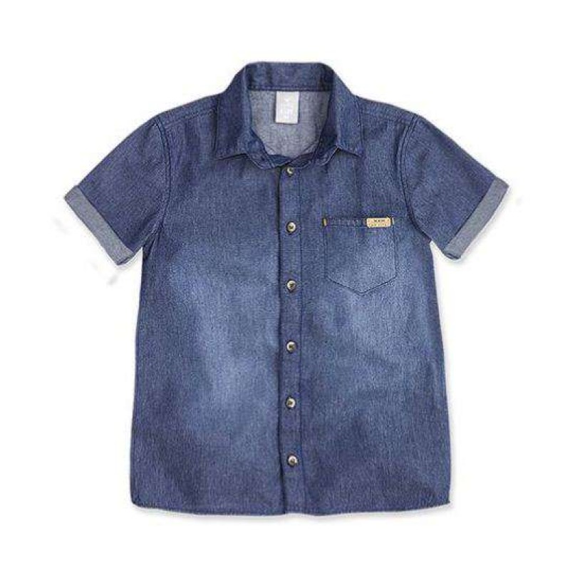 camisa jeans infantil masculina manga curta