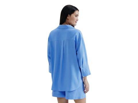 CAMISA MANGA 3/4 FEM LINHO HERING K5V9 - Azul