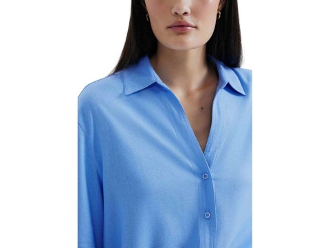 CAMISA MANGA 3/4 FEM LINHO HERING K5V9 - Azul