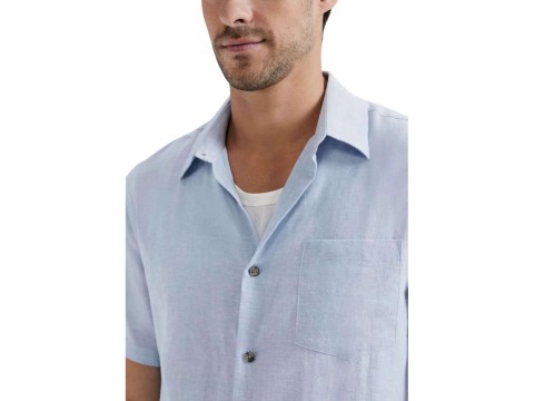 CAMISA MASCULINA EM LINHO HERING KGNM - Azul claro