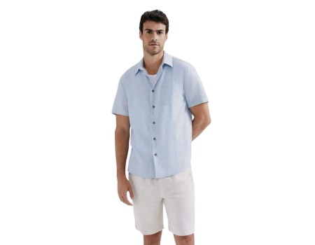 CAMISA MASCULINA EM LINHO HERING KGNM - Azul claro