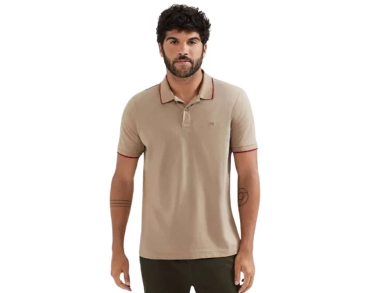 CAMISA POLO BÁSICA MASCULINA HERING 3M2A - Bege