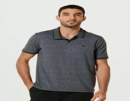 CAMISA POLO BÁSICA MASCULINA HERING 3M24 - Chumbo