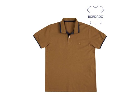 CAMISA POLO MASCULINA BÁSICA COM BORDADO HERING 036H - Marrom