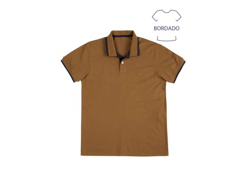 CAMISA POLO MASCULINA BÁSICA COM BORDADO HERING 036H - Marrom