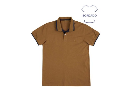 CAMISA POLO MASCULINA BÁSICA COM BORDADO HERING 036H - Marrom