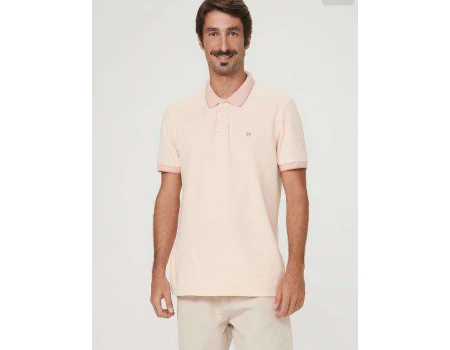 CAMISA POLO MASCULINA BÁSICA COM BORDADO HERING 036H - Rosa claro