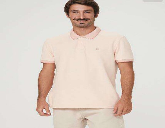 CAMISA POLO MASCULINA BÁSICA COM BORDADO HERING 036H - Rosa claro