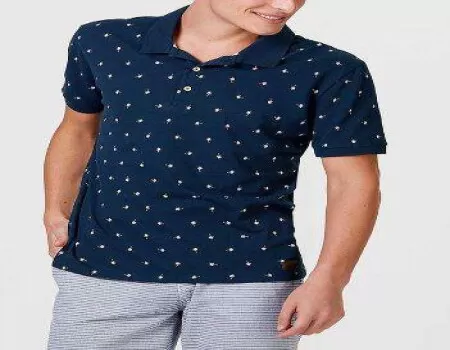 CAMISA POLO MASCULINA ESTAMPADA HERING 3M25 - Marinho