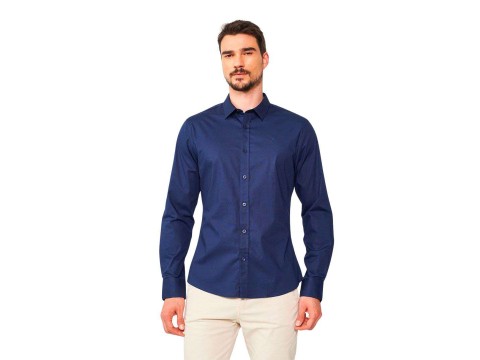 CAMISA SOCIAL FIT MG LONGA COLCCI 031.01.04643 - Marinho