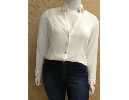 CAMISA SUBLIMADA COM TRANSPASSE ELEGANCE 06578 - Branco