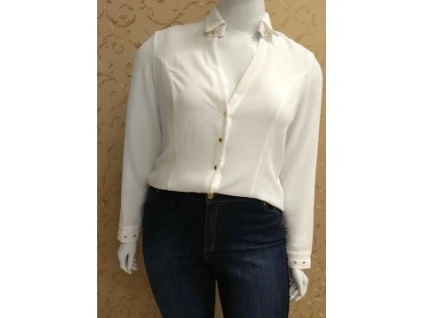 CAMISA SUBLIMADA COM TRANSPASSE ELEGANCE 06578 - Branco