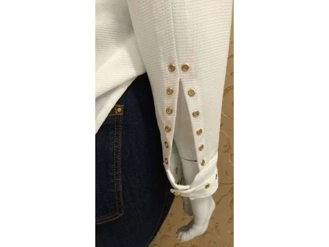 CAMISA SUBLIMADA COM TRANSPASSE ELEGANCE 06578 - Branco