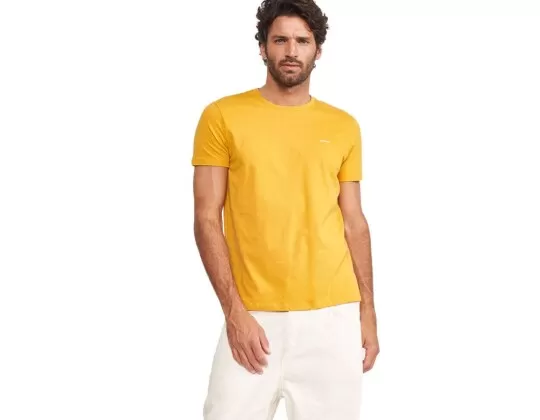 CAMISETA MASCULINA BÁSICA BORDADA COLCCI 035.01.11024 - Amarelo