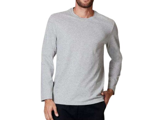 CAMISETA MASCULINA BÁSICA MANGA LONGA HERING N2MX - Cinza