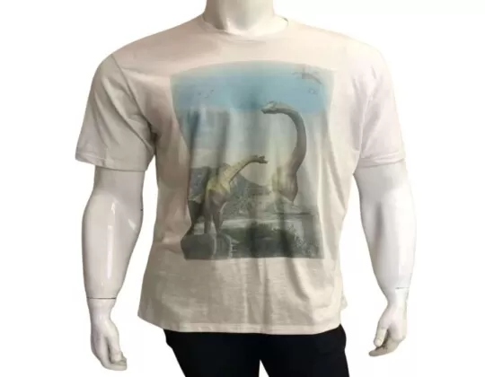 CAMISETA MASCULINA SLIM DINOSSAUROS OGOCHI 6463076 - Cinza