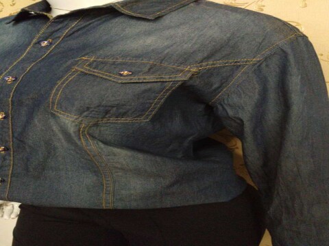CAMISETE FEMININO JEANS COM BOLSOS PLJ - Jeans