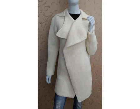 CASACO ALONGADO COM CAPUZ DE TRICOT MACLAUD MC 303 - Cru