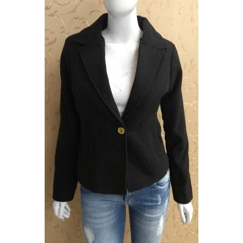 casaco de lã batido feminino preto