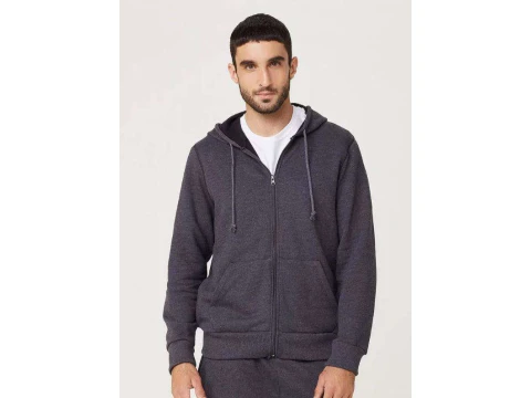 CASACO MOLETOM MASCULINO COM CAPUZ HERING 04RJ - Chumbo