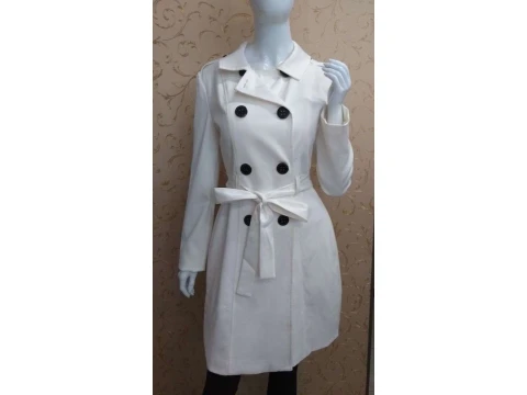 CASACO TRENCH COAT MORENA ROSA 103128 - Branco CASACO TRENCH COAT MORENA ROSA 103128 - Branco