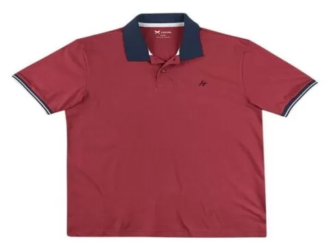 Camisa Polo Masculina Com Gola Contrastante 0327 - Vermelho