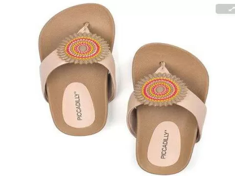 CHINELO COM PEDRARIA PICCADILY 460051 - Bege