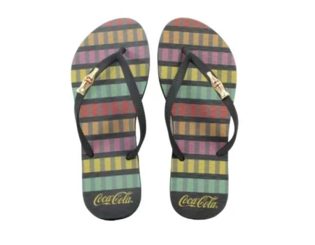 CHINELO FEMININO COOL STRIPES COCA COLA CC3424 - Preto