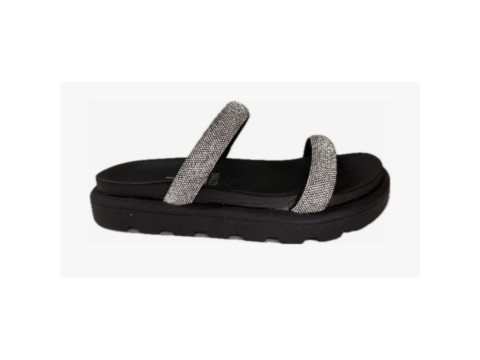 CHINELO PRATA PAPETE COM STRASS VIZZANO 6459.310 - Preto
