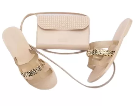 CHINELO SLIDE + BOLSA DESIRE MELISSA 35741 - Dourado