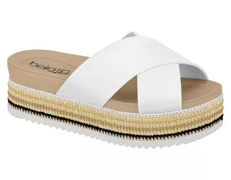 CHINELO SLIDE FLATFORM BEIRA RIO CONFORTO 8378.101 - Branco