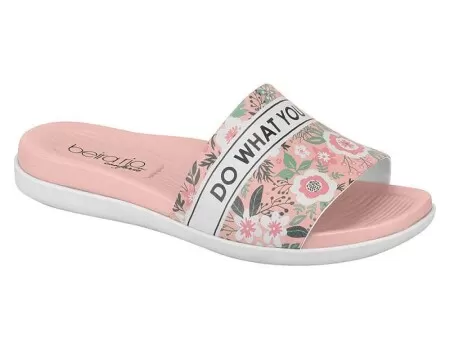 CHINELO SLIDE FLORAL LOVE BEIRA RIO CONFORTO 8360.108 - Rosa