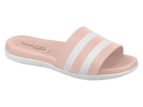 CHINELO SLIDE LISTRADO BEIRA RIO CONFORTO 8360.102 - Rosa