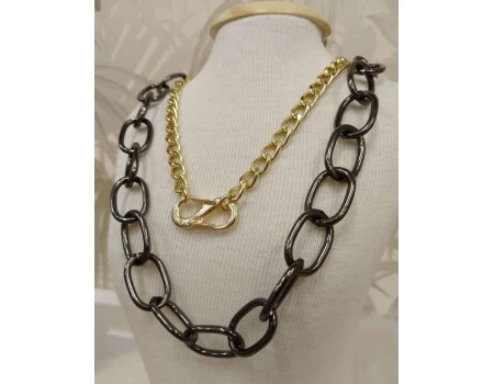 COLAR CORRENTE DUPLO LACRE 4484 - Preto