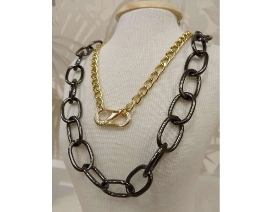 COLAR CORRENTE DUPLO LACRE 4484 - Preto