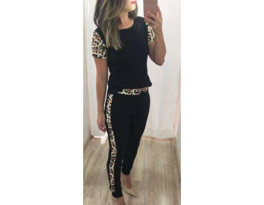 CONJUNTO CALÇA/BLUSA CANELADO INQUIETA 12955 - Preto