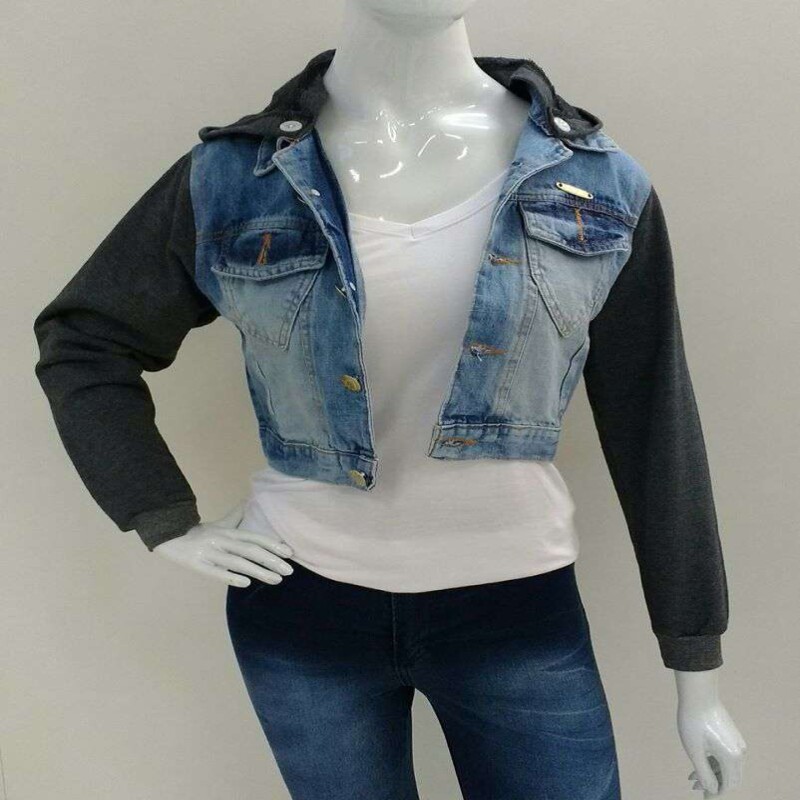 jaqueta jeans moletom feminina