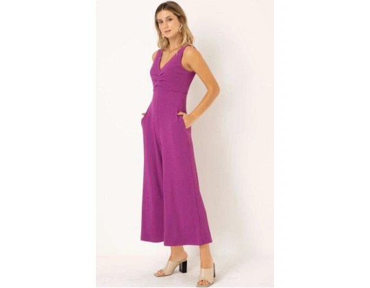 MACACÃO MALHA RIBANA COM PREGAS SEIKI 490013 - Roxo