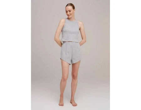 PIJAMA CURTO FEMININO BÁSICO HERINH 7CKR - Cinza