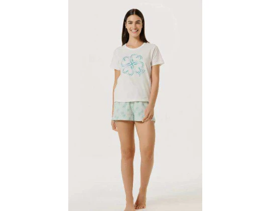PIJAMA CURTO + SAQUINHO FEMININO HERING 7C81 - Verde