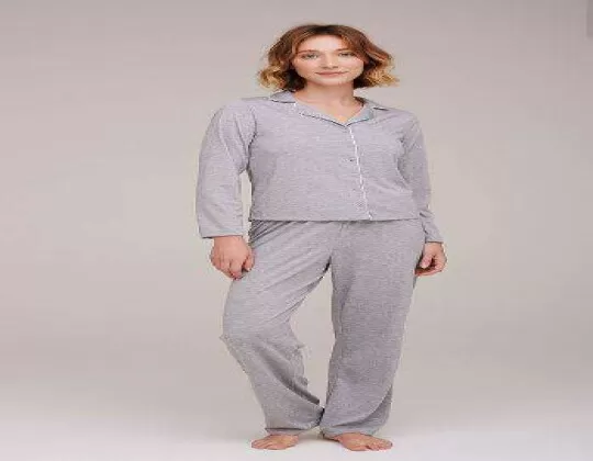 PIJAMA FEMININO COM BOTÕES MANGA LONGA HERING 7BRZ - Cinza