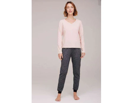 PIJAMA FEMININO MANGA LONGA HERING 7BXB - Cinza