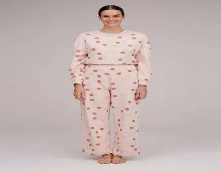 PIJAMA LONGO ESTAMPADO EM MOLETINHO HERING 7CJK - Rosa