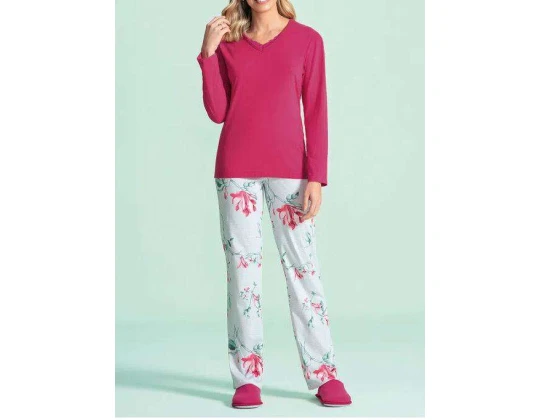 PIJAMA MANGA LONGA FLORES LUA ENCANTADA 1090 - Pink