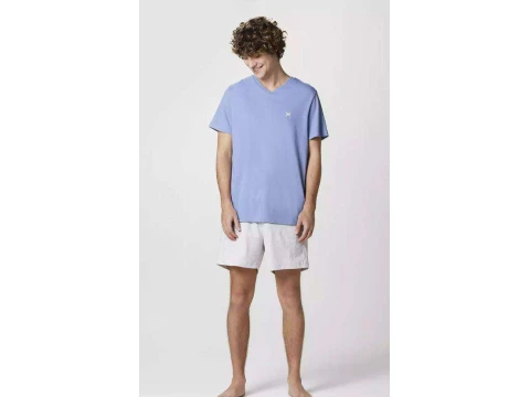 PIJAMA MASCULINO MANGA CURTA HERING 7613 - Azul claro