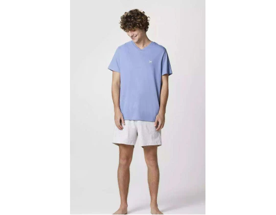 PIJAMA MASCULINO MANGA CURTA HERING 7613 - Azul claro