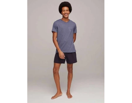 PIJAMA MASCULINO MANGA CURTA HERING 7613 - Marinho