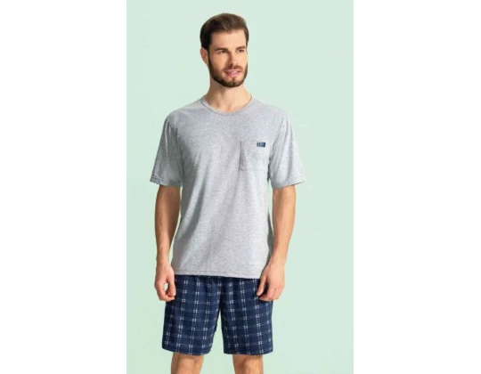 PIJAMA MASCULINO MC XADREZ LUA ENCANTADA 125506 - Cinza