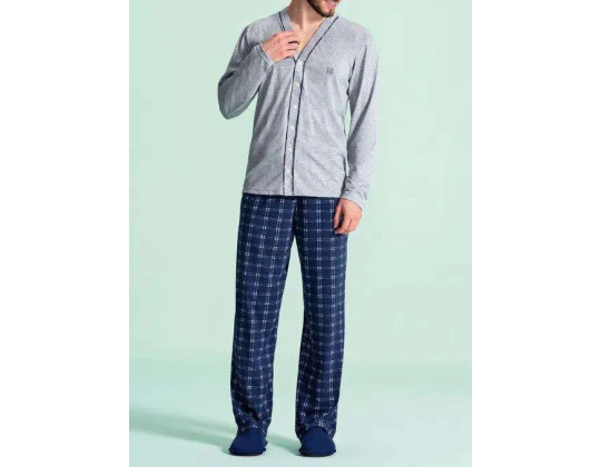 PIJAMA MASCULINO ML COM BOTÕES LUA ENCANTADA 1255003 - Marinho